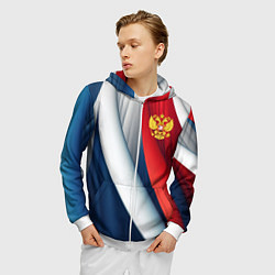 Толстовка 3D на молнии мужская Герб России абстракция, цвет: 3D-белый — фото 2