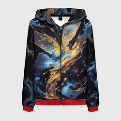 Толстовка 3D на молнии мужская Бабочка краски узор, цвет: 3D-красный