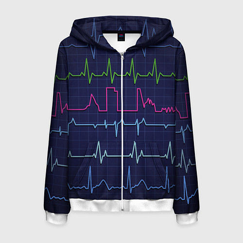 Мужская толстовка на молнии Color pulse / 3D-Белый – фото 1