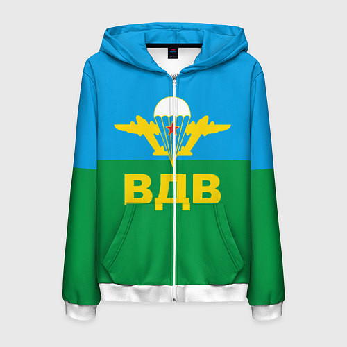 Мужская толстовка на молнии ВДВ - символика / 3D-Белый – фото 1