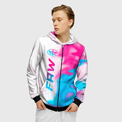 Толстовка 3D на молнии мужская FAW neon gradient style: по-вертикали, цвет: 3D-черный — фото 2
