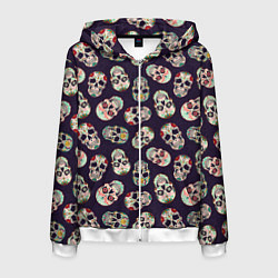 Мужская толстовка на молнии Узор с черепами Pattern with skulls