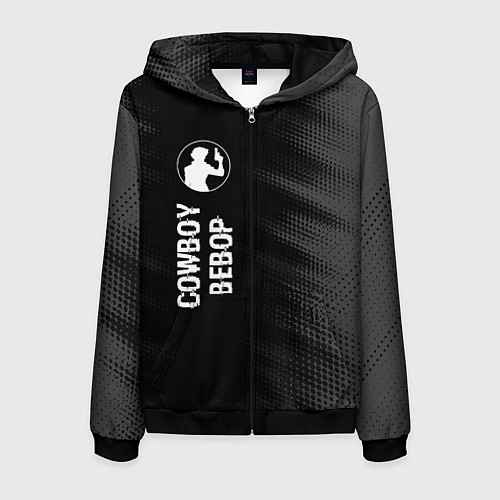 Мужская толстовка на молнии Cowboy Bebop glitch на темном фоне: по-вертикали / 3D-Черный – фото 1