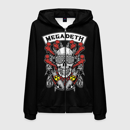 Мужская толстовка на молнии Megadeth - ядерный череп / 3D-Черный – фото 1
