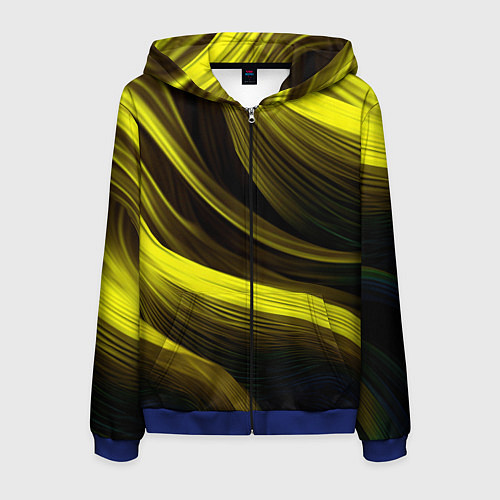 Мужская толстовка на молнии Черные и желтые линии / 3D-Синий – фото 1