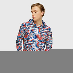 Толстовка 3D на молнии мужская Русский орнамент паттерн, цвет: 3D-меланж — фото 2