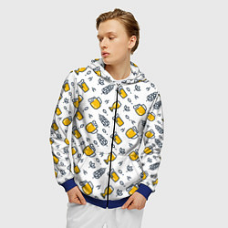 Толстовка 3D на молнии мужская Пиво пенное, цвет: 3D-синий — фото 2