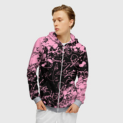 Толстовка 3D на молнии мужская Блэкпинк - автографы, цвет: 3D-меланж — фото 2