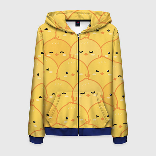 Мужская толстовка на молнии Милые птенчики / 3D-Синий – фото 1