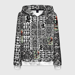 Толстовка 3D на молнии мужская Орнамент древних цивилизаций, цвет: 3D-белый