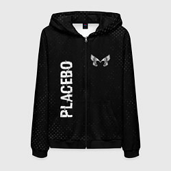 Толстовка 3D на молнии мужская Placebo glitch на темном фоне: надпись, символ, цвет: 3D-черный