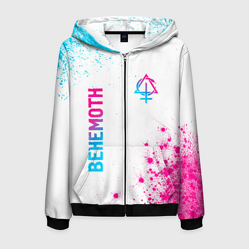 Мужская толстовка на молнии Behemoth neon gradient style: надпись, символ / 3D-Черный – фото 1