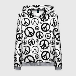 Мужская толстовка на молнии Many peace logo