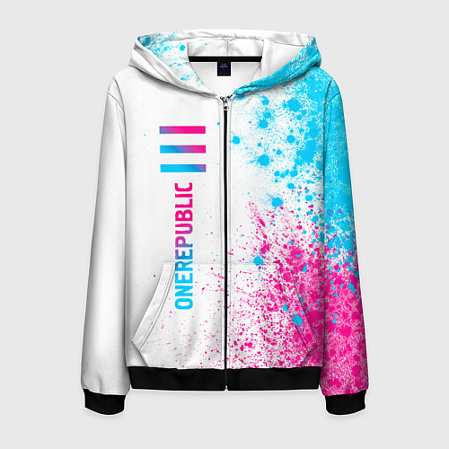 Мужская толстовка на молнии OneRepublic neon gradient style: по-вертикали / 3D-Черный – фото 1