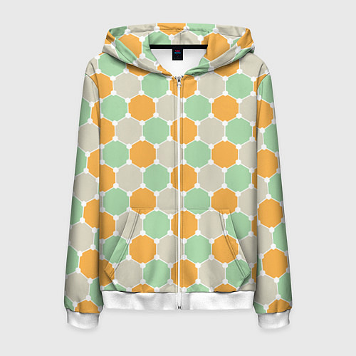 Мужская толстовка на молнии Grey yellow green style / 3D-Белый – фото 1