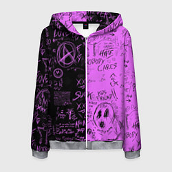 Толстовка 3D на молнии мужская Dead inside purple black, цвет: 3D-меланж