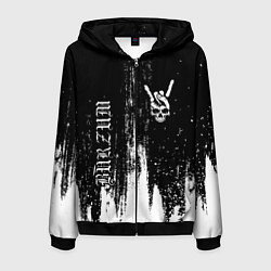 Толстовка 3D на молнии мужская Burzum и рок символ на темном фоне, цвет: 3D-черный