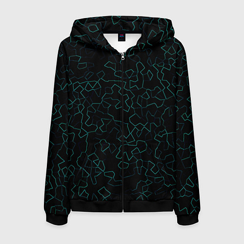 Мужская толстовка на молнии Абстракция кривые линии черный / 3D-Черный – фото 1