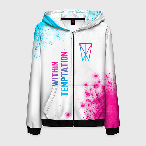 Мужская толстовка на молнии Within Temptation neon gradient style: надпись, си / 3D-Черный – фото 1