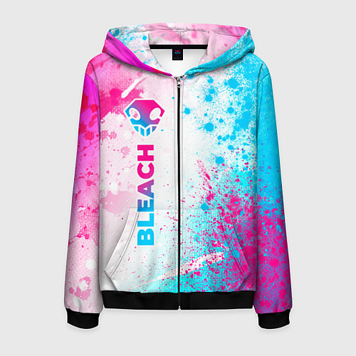 Мужская толстовка на молнии Bleach neon gradient style: по-вертикали / 3D-Черный – фото 1