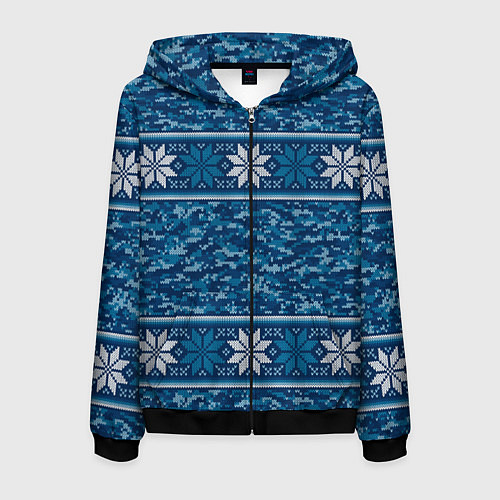 Мужская толстовка на молнии Камуфляжный свитер - алатырь / 3D-Черный – фото 1