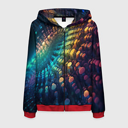 Толстовка 3D на молнии мужская Радужные блики нейроарт, цвет: 3D-красный