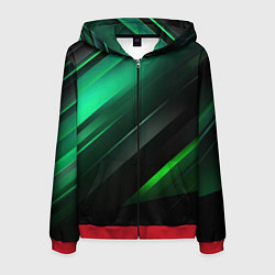 Мужская толстовка на молнии Black green abstract