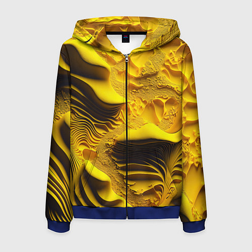 Мужская толстовка на молнии Желтая объемная текстура / 3D-Синий – фото 1