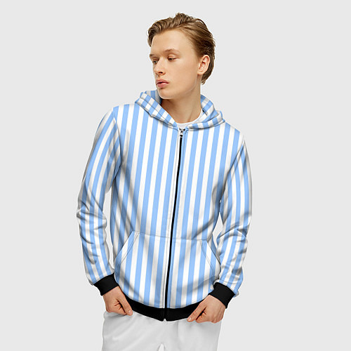 Мужская толстовка на молнии Полосатый морской / 3D-Черный – фото 3