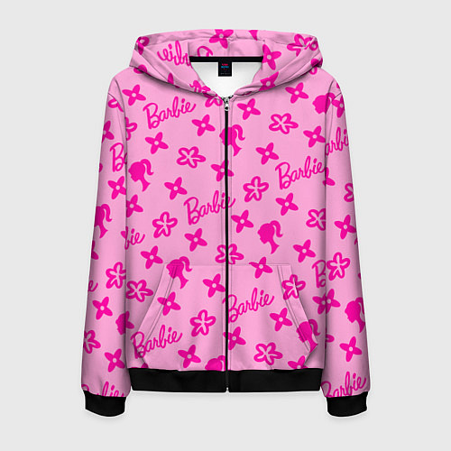 Мужская толстовка на молнии Барби паттерн розовый / 3D-Черный – фото 1