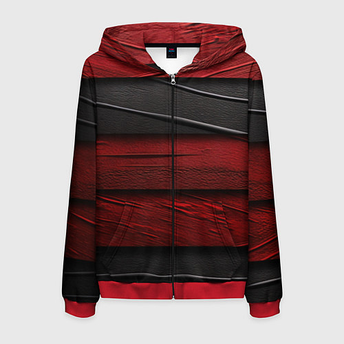 Мужская толстовка на молнии Black red texture / 3D-Красный – фото 1