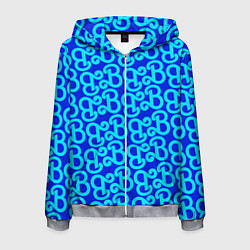 Толстовка 3D на молнии мужская Логотип Барби - синий паттерн, цвет: 3D-меланж