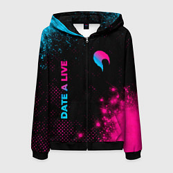 Толстовка 3D на молнии мужская Date A Live - neon gradient: надпись, символ, цвет: 3D-черный