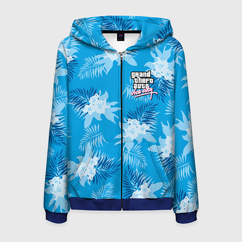 Мужская толстовка на молнии Цветочный паттерн - GTA vice city / 3D-Синий – фото 1