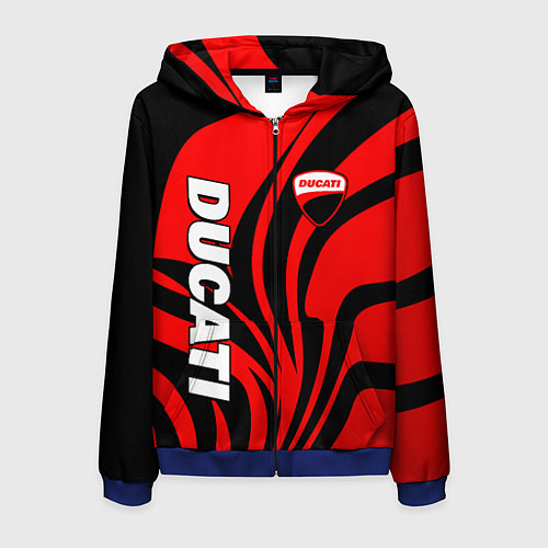 Мужская толстовка на молнии Ducati - red stripes / 3D-Синий – фото 1