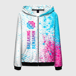 Мужская толстовка на молнии Breaking Benjamin neon gradient style: по-вертикал