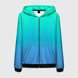 Толстовка 3D на молнии мужская Градиент сине-зелёный светлый, цвет: 3D-черный