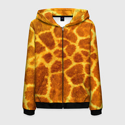 Толстовка 3D на молнии мужская Шкура жирафа - текстура, цвет: 3D-черный