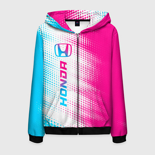 Мужская толстовка на молнии Honda neon gradient style: по-вертикали / 3D-Черный – фото 1