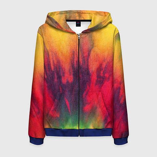 Мужская толстовка на молнии Огненный тай дай / 3D-Синий – фото 1