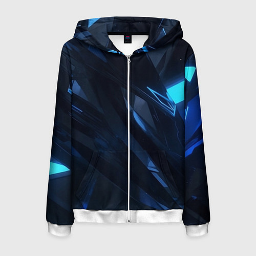 Мужская толстовка на молнии Синяя безгранность / 3D-Белый – фото 1