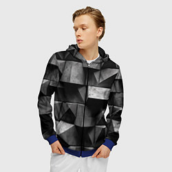 Толстовка 3D на молнии мужская Обман зрения и каменные плиты, цвет: 3D-синий — фото 2