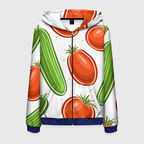 Мужская толстовка на молнии Помидоры и огурцы / 3D-Синий – фото 1