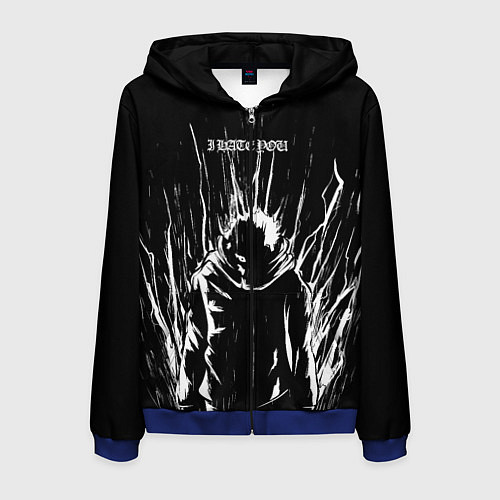 Мужская толстовка на молнии Итадори в ярости - Магическая битва / 3D-Синий – фото 1