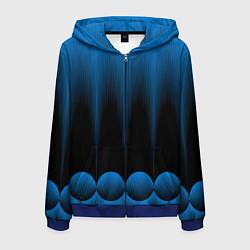Толстовка 3D на молнии мужская Сине-черный градиент в полоску, цвет: 3D-синий
