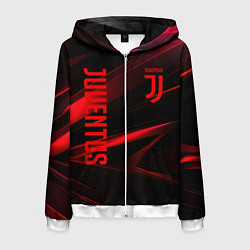 Толстовка 3D на молнии мужская Juventus black red logo, цвет: 3D-белый