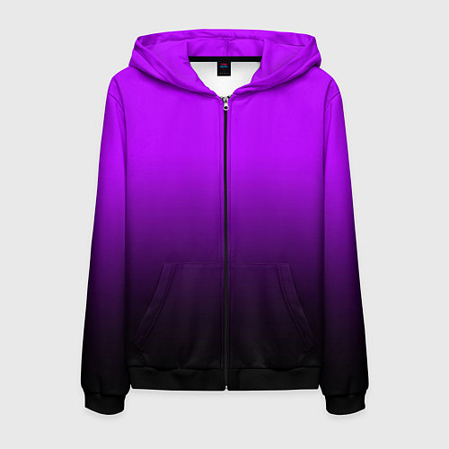 Мужская толстовка на молнии Градиент фиолетово-чёрный / 3D-Черный – фото 1