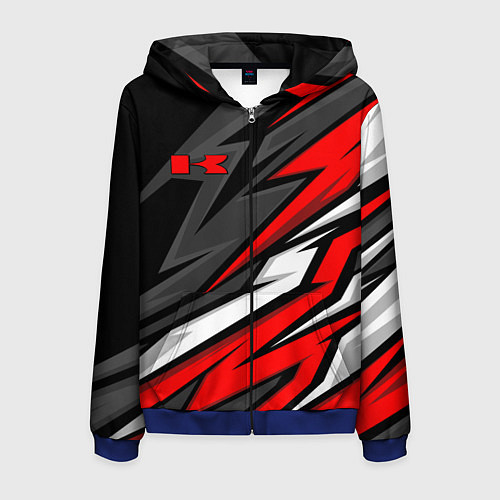 Мужская толстовка на молнии Kawasaki - red uniform / 3D-Синий – фото 1