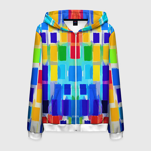 Мужская толстовка на молнии Colorful strips - pop art - vogue / 3D-Белый – фото 1