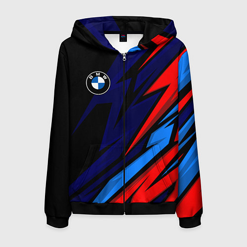 Мужская толстовка на молнии BMW - m colors and black / 3D-Черный – фото 1